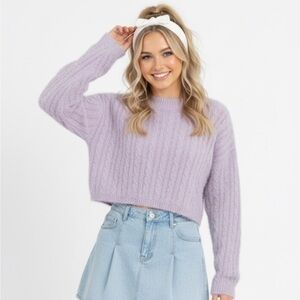 Fuzzy Cable Knit Sweater